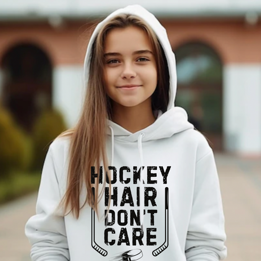 Hockey Hair Don't Care Hoodie